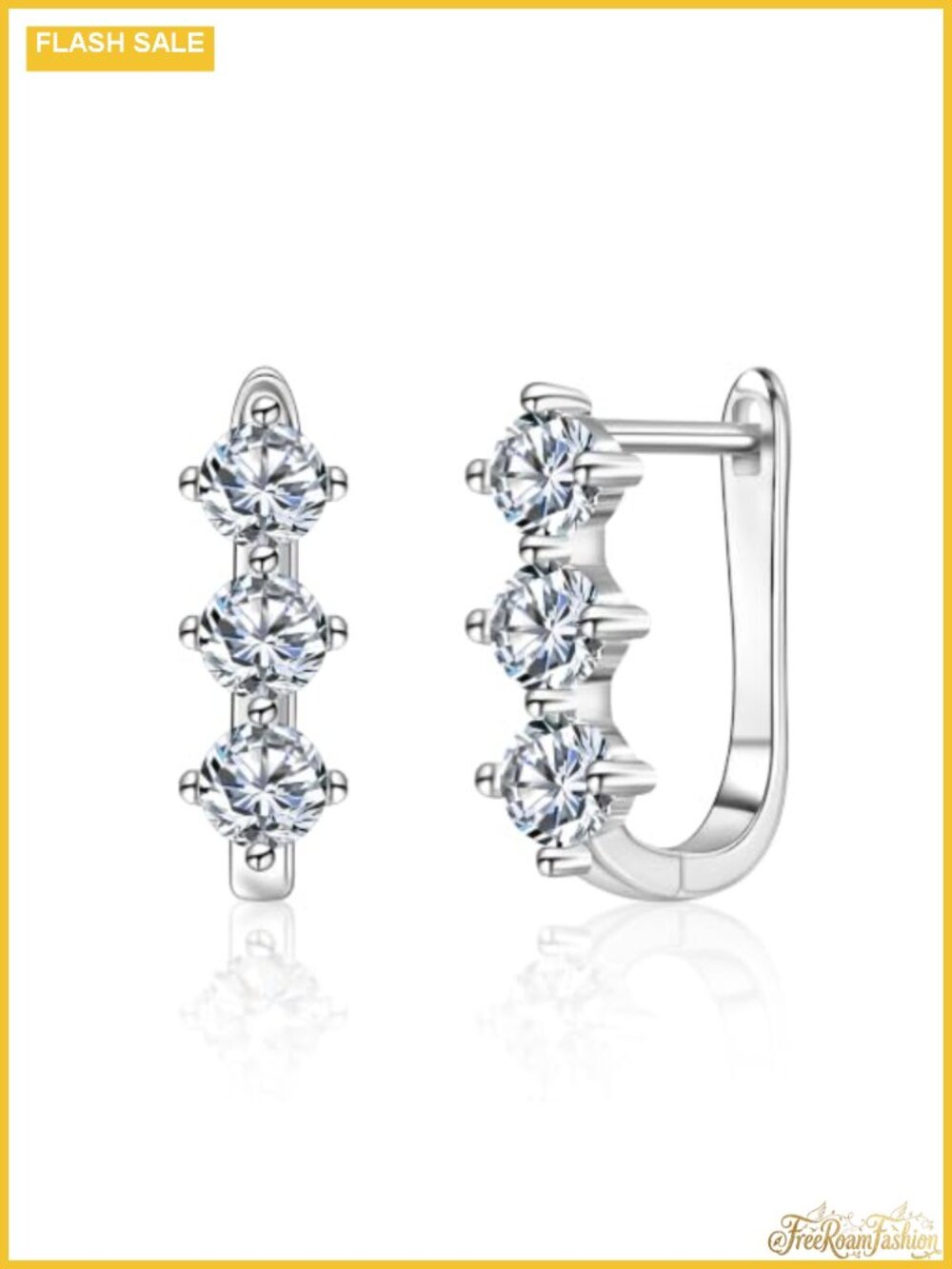 Cubic Zirconia Hoop Earrings for Women Small Huggie Hoops 12MM Silver Plated